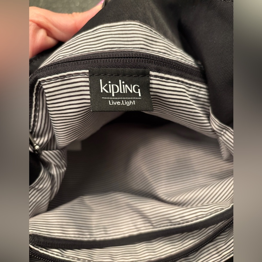 KIPLING “Aniya” Black Nylon Shoulder Bag Travel Tote - Picture 8 of 13
